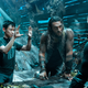 From left to right: Amber Heard as Mera, director James Wan, Jason Momoa as Aquaman, and Willem Dafoe as Vulko.